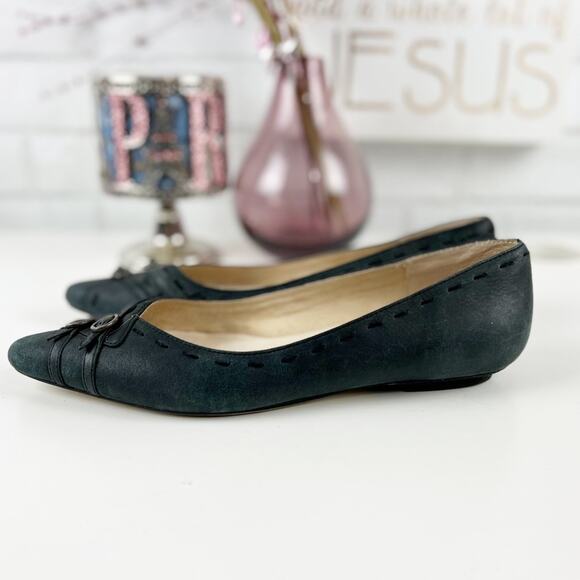 Seychelles Leather/Suede Pointed Toe Flats with Stitching & Buckle Design Size 8 - Picture 2 of 11